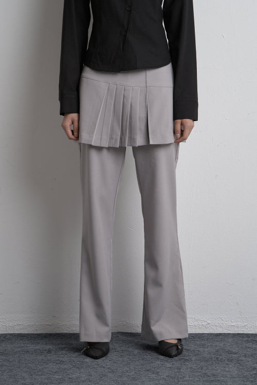 UNBALANCED SKIRT PANTS LIGHT GRAY
