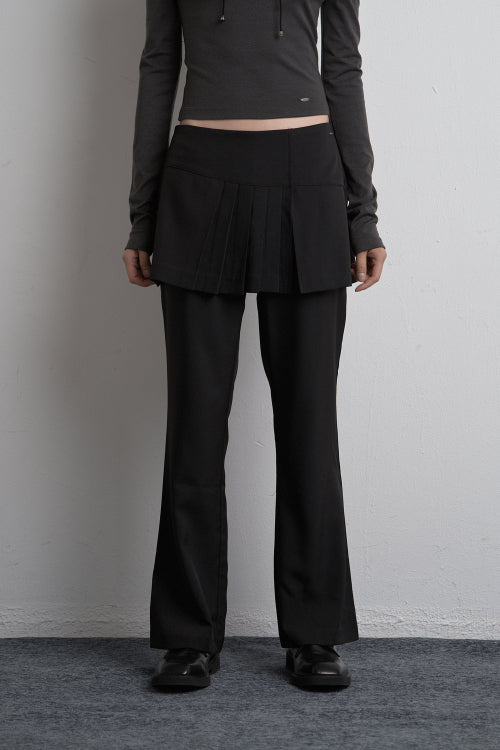 UNBALANCED SKIRT PANTS BLACK