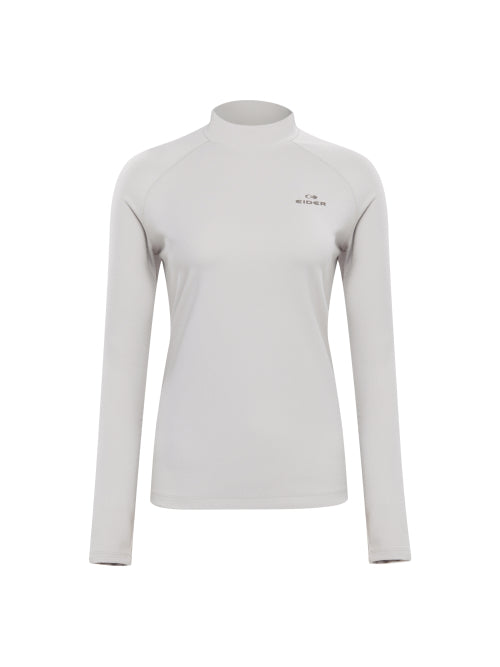 BASIC (Basic) Women's Long-Sleeved Turtleneck T-shirt_Grayish BEIGE