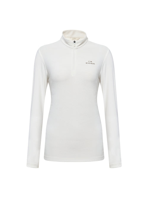 JACQUARD U (Jacquard U) Women's Long-Sleeved Zip-Up T-shirt_Cream