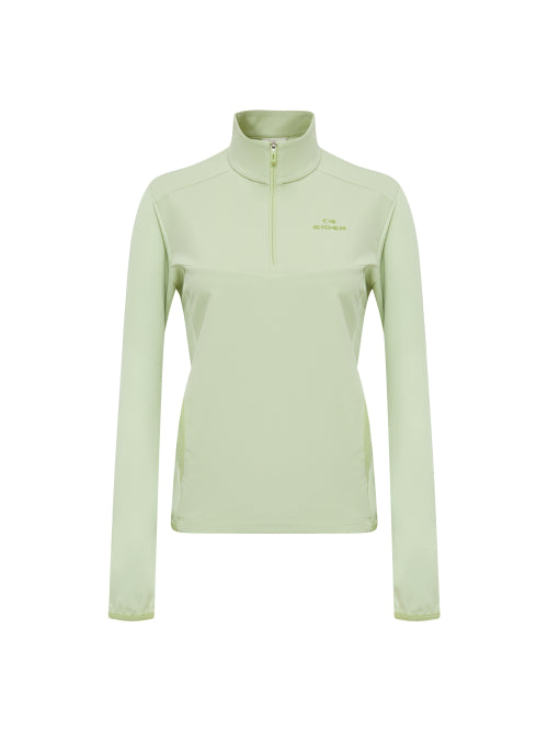 WEATHER FLEX (Wether Flex) Women's Hybrid Zip-Up T-shirt_Yellow Green