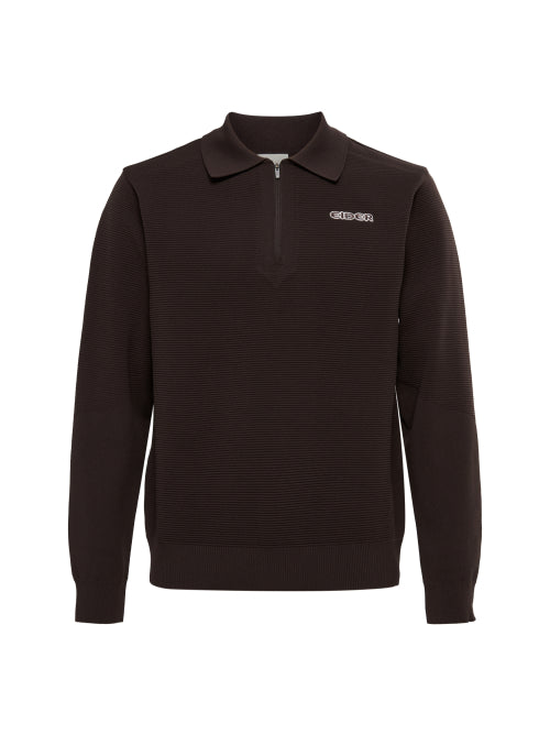 AERO KNIT (Aro Knit) Men's Long-Sleeved Polo T-shirt_Brown