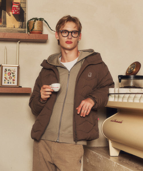 Wave Crystal Down Light Hoodie Jumper - U_OLIVE KHAKI