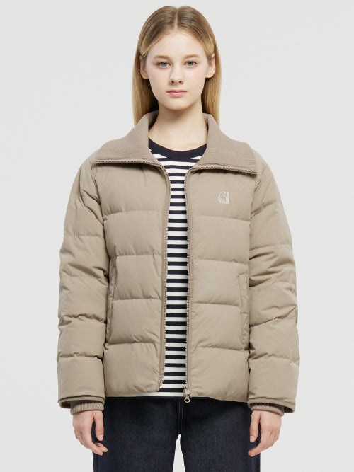 Lightweight Knitwear collar crystal-down jumper - W_Beige