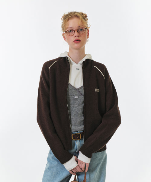 MAREN KNIT ZIP-UP (BROWN)