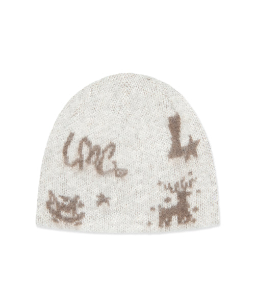 GRAPHIC UNCUFFED BEANIE ivory
