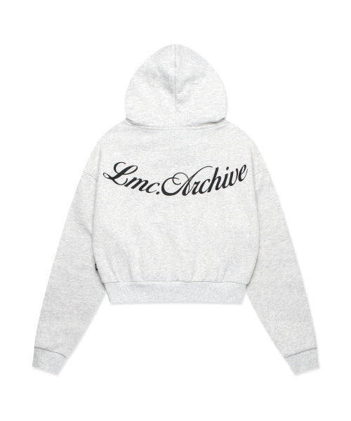 WM BACK LETTERING CROPPED HOODIE light heather gray