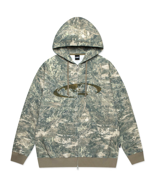 OVAL GLOBE WAFFLE ZIP-UP HOODIE multi