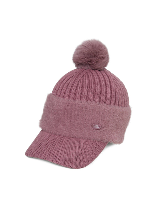 Female Mink Thread Knit Cap_ASH ROSE