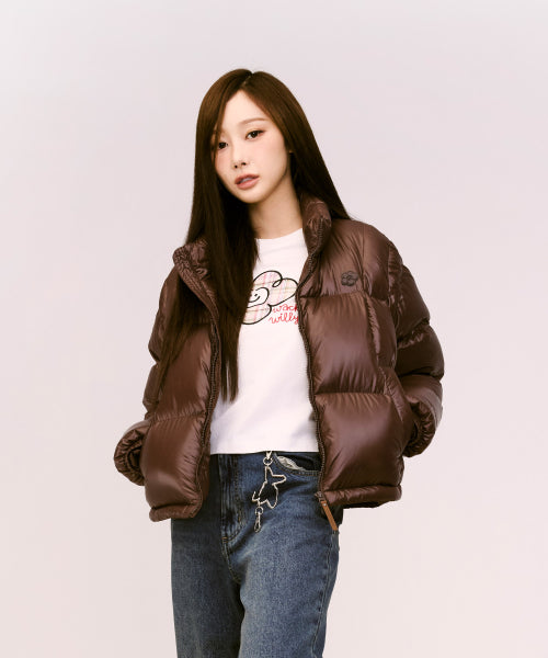 Women's Duckie Glossy Down Short Puffer Brown