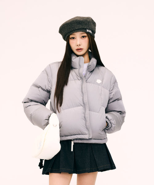 Women's Duckie Glossy Down Short Puffer Silver