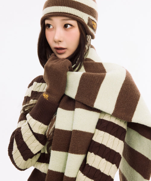 Stripe knit muffler (2 colors)