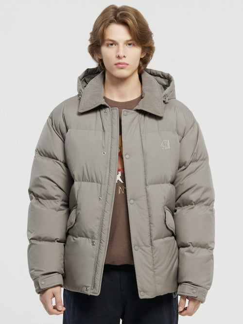 Allbor Crystal Down Hoodie Jumper - M_Light Khaki