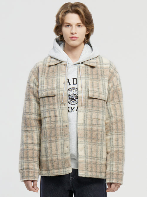 Euro WOOL Checkered Padded Shirt - M_Beige