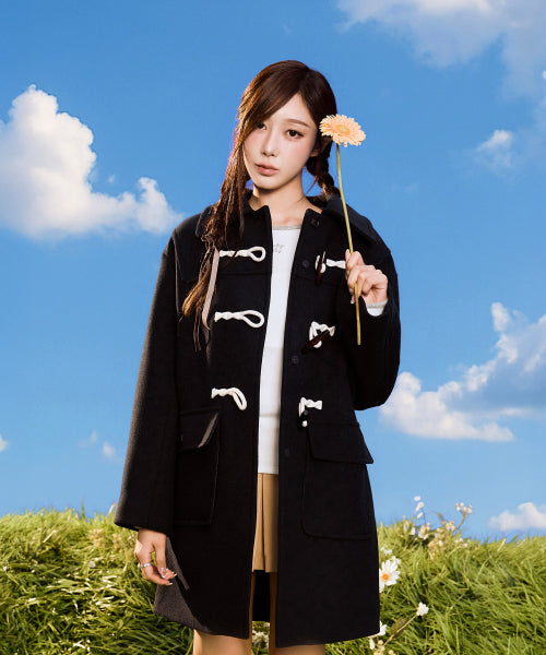 Women's Wool Duffel Midi Coat Navy