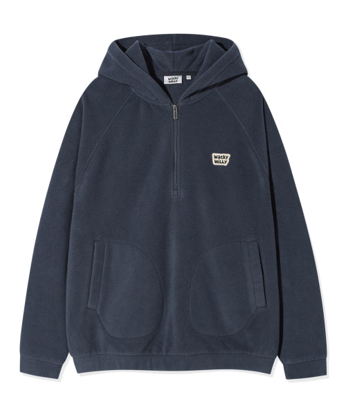 Fleece Hood Half Zip-Up Navy