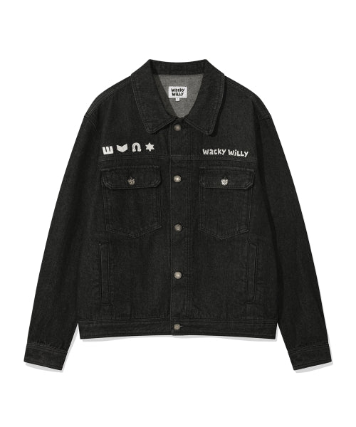 Graphic washed denim tracker black