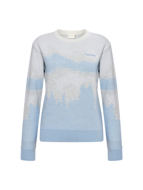 SNOWY (Snowy) Women's Long Sleeve Graphic Sweater_URBAN BLUE