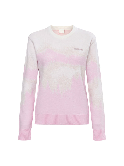 SNOWY (Snow) Women's Long-Sleeved Graphic Sweater_POWDER PINK