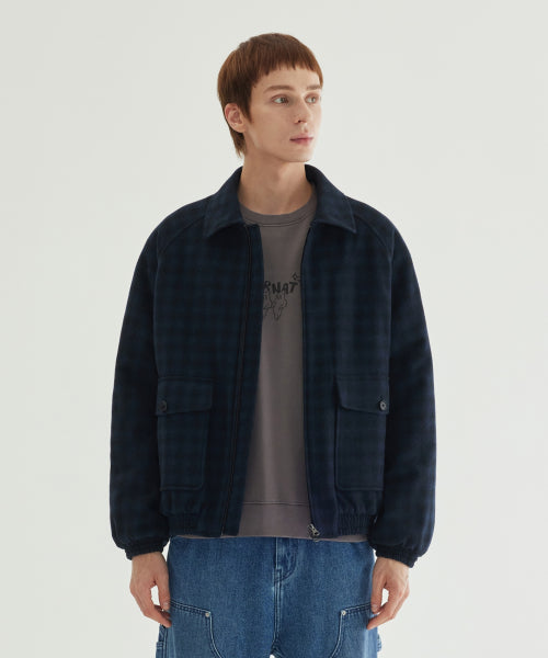 WOOL CHECK COLLAR BLOUSON