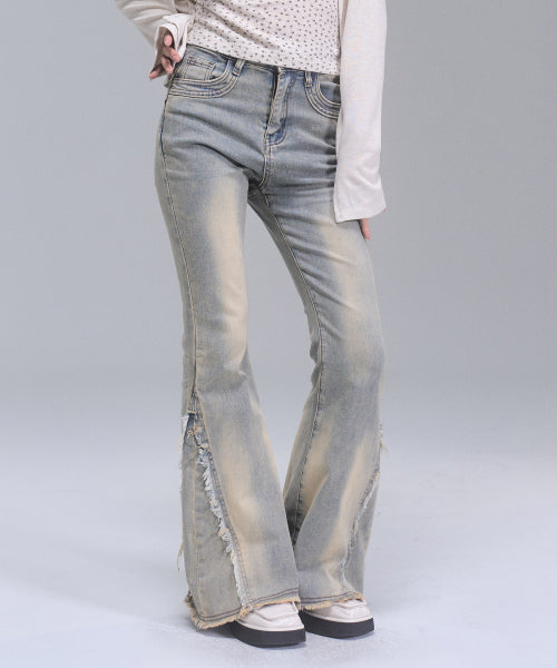 Shula Washing Bootscut Denim Pants  [LIGHT BLUE]