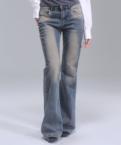 May Washing Bootcut Denim Pants [BLUE]