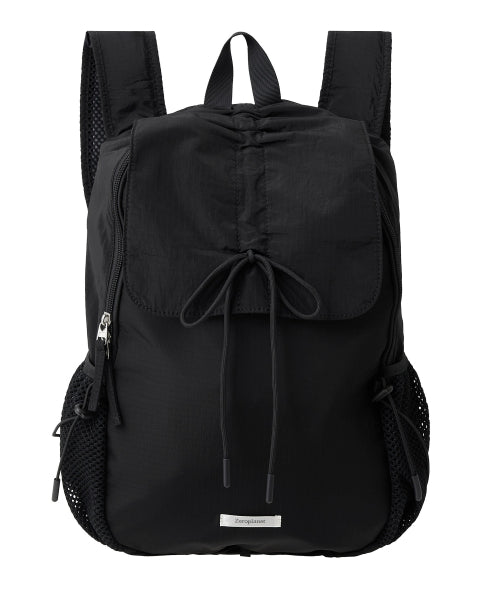 Nylon Shirring Ribbon Backpack [BLACK]