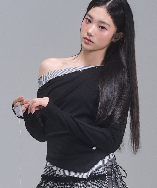 Fay Streep Off-Shoulder Top [BLACK]