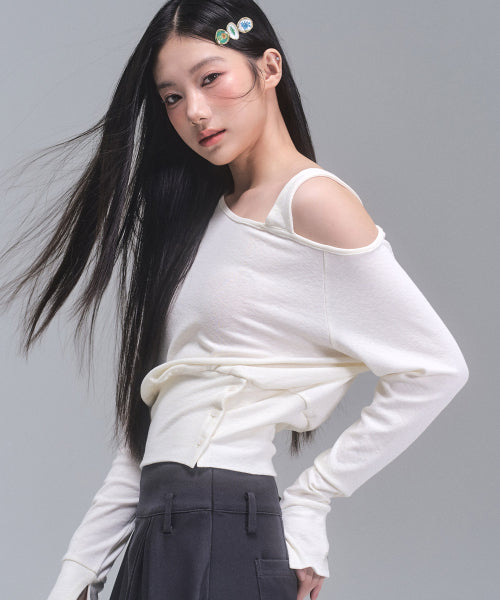 Harper Unbalanced Off-Shoulder Top [IVORY]