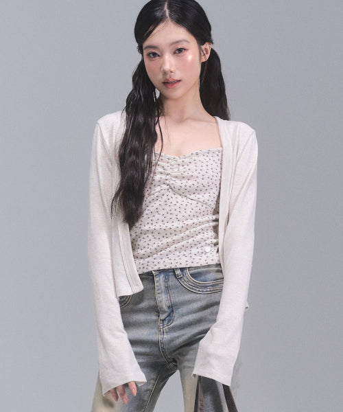 Jane Flower Cardigan Set [BEIGE]