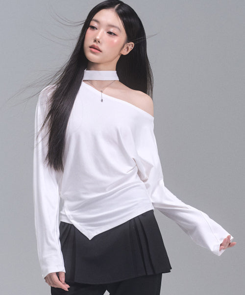 Irene Unbalanced Button Top [WHITE]