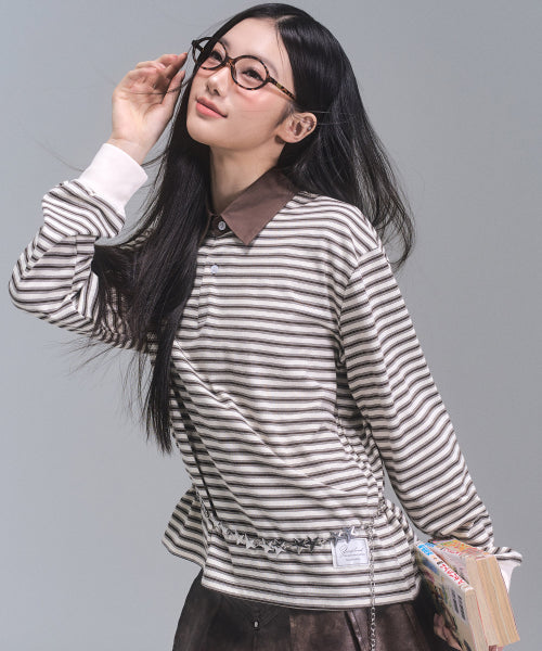 Sydney Stripe Collar Sweatshirt [IVORY]