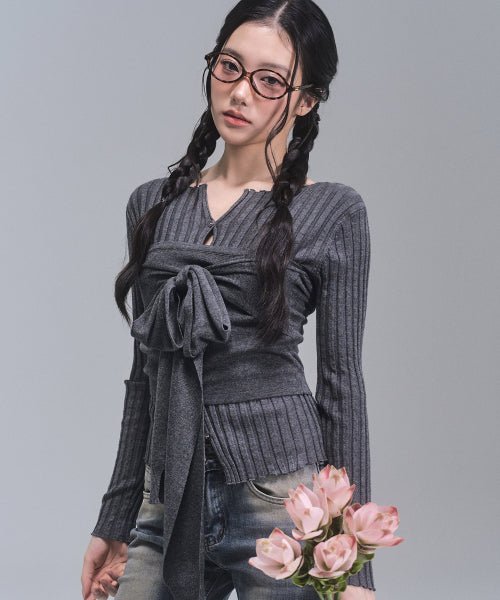 Celina Burton Bustier Knitwear Set [CHARCOAL]