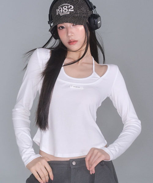 Lisa Ribbon Layered Long Sleeve Top [WHITE]