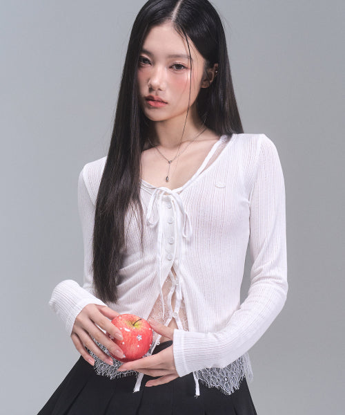 Laura Lace Layered Cardigan [WHITE]