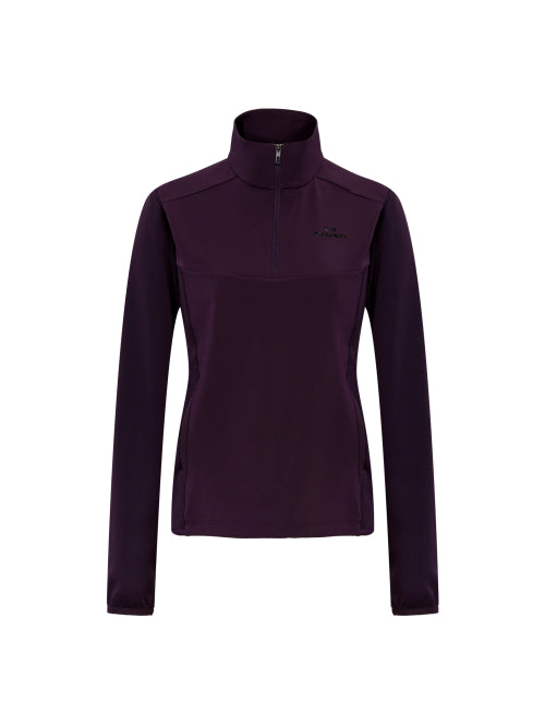 WEATHER FLEX (Wether Flex) Women's Hybrid Zip-Up T-Shirt_Plum