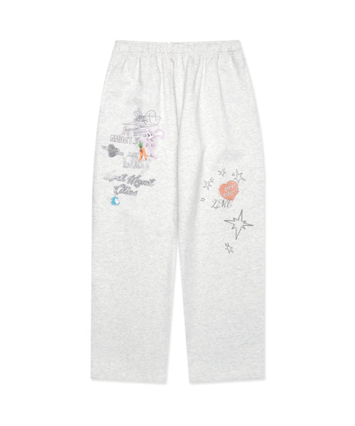 DOODLE DRAWING SWEAT PANTS light heather gray