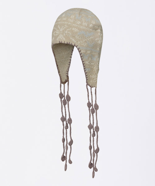 Sequin Nordic Earflap Beanie Milk Tea