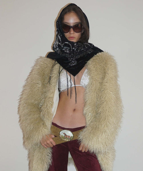 Faux Fur Middle Jacket Beige