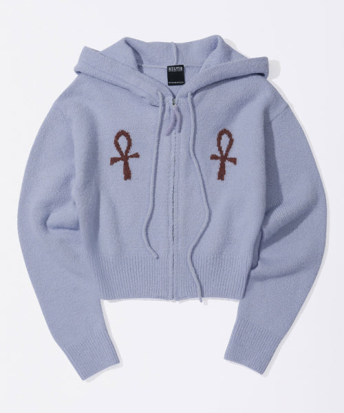 Ankh Boucle Knit Cardigan Misty Blue