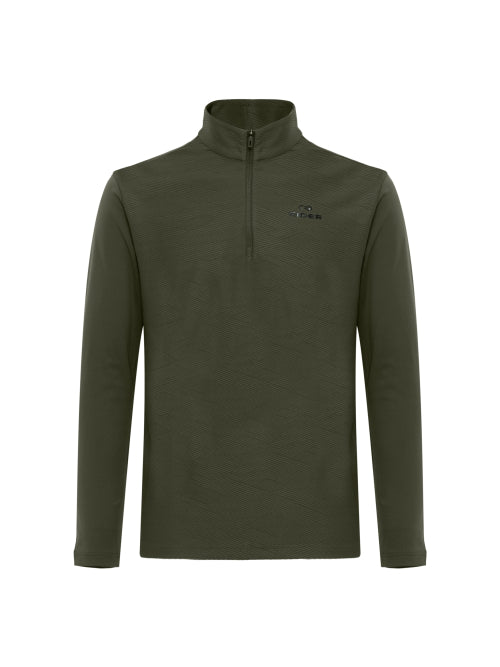 JACQUARD U (Jacquard U) Men's Long-Sleeved Zip-Up T-shirt_Dark Khaki