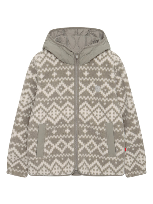 Whiggy Nordic Pattern Fleece Hoodie Jacket - U_Grey