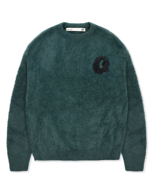 GNT066 Raffin Hair Ornament Pullover Knit (GREEN)