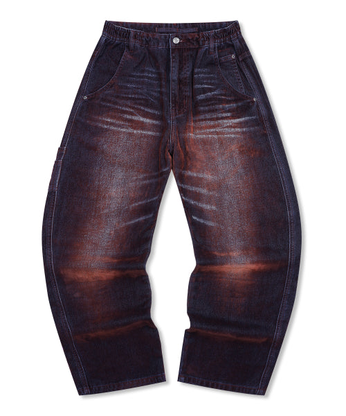 GP174 Rusty Washed Wide Pants (BURGUNDY)