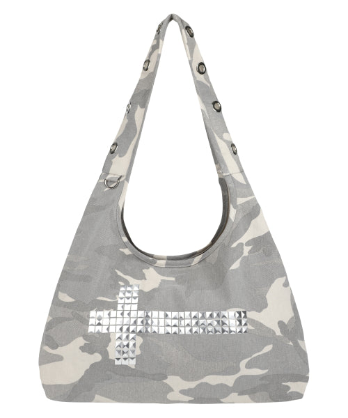 CROSS STUD SHOULDER BAG_GREY CAMO
