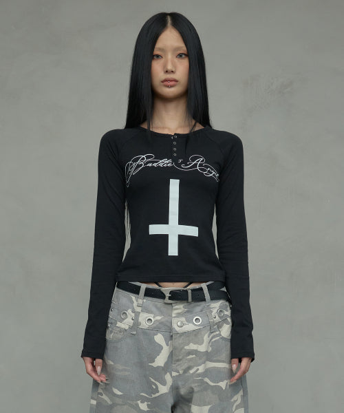 CROSS HENLEY L/S TEE_BLACK