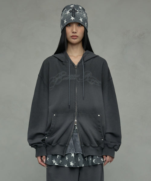 DIRTY WASHING HOOD ZIP-UP_CHARCOAL