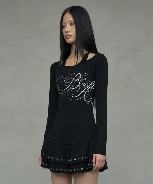 BADDIE ANGEL HALTERNECK DRESS_BLACK