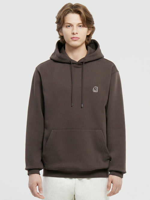 Small Polar Bear Napping Hoodie T-shirt - U_Dark Brown