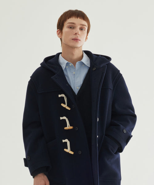 WOOL HOODED DUFFLE COAT
